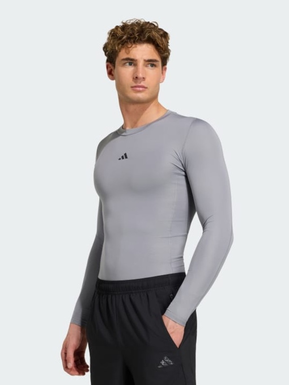 Adidas Techfit AeroReady Compression Training Long Sleeve Tee Shirt Grey sz (L)